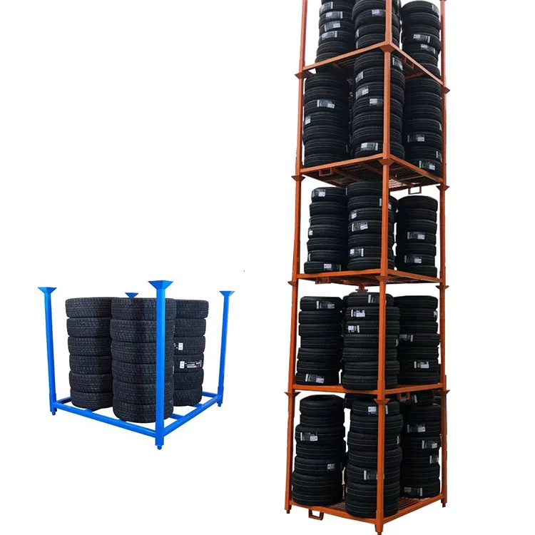 Popular heavy duty commercial powder coating welded demountable durable stacking steel truck tire rack