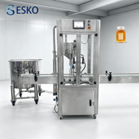 Ligne d'embouteillage de pâtes visqueuses ESKO pour miel, mayonnaise, ketchup, moutarde, confiture 100-3000ml avec trémie, mélangeur et capsuleuse en SUS316L