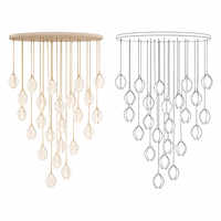 Lustre artistique personnalisé en céramique en forme de pétales, grand luminaire suspendu pour villa, escalier, hall d'hôtel, atrium