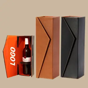 Boîte-cadeau magnétique pliante personnalisée emballage de boîte de bouteille de vin de luxe noire pour bouteille de vin unique avec Noël