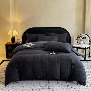 Luxury High Quality Premium Thickened Brushed 100% Cotton <strong>Neutral</strong> Color 3D Yarn-Dyed Jacquard Textured 200TC <strong>Bedding</strong> <strong>Sets</strong> - Product Image 4