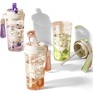 Alta calidad 2024 nueva taza de agua protección del medio ambiente paja taza portátil taza de plástico de alta calidad botella de agua de lujo ligera - Product Image 1