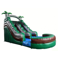 Toboggan aquatique gonflable tropical commercial LILYTOYS avec piscine, toboggan aquatique en PVC de 0,55 mm pour la location