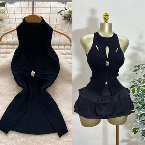 Leichte Luxus Gold Style ärmellose Strickweste Damen Sommer Metall Kink Design <span class=keywords><strong>Camisole</strong></span> Chic Hot Girl Trendy Top - Product Image 3