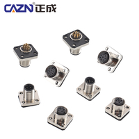 Conectores impermeables de brida cuadrada M12 de fábrica, enchufe macho hembra con 2 3 4 5 6 8 12 17 Pines, conectores impermeables tipo soldadura