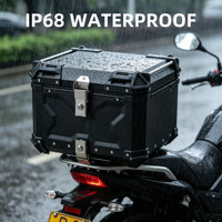 Boîte à bagages en aluminium pour moto de 45 L, boîte arrière en aluminium noire, boîte de rangement pour bagages, étanche IP68