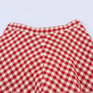 Nouvelle jupe mi-longue trapèze décontractée et élégante à carreaux rouges style cape, collection Printemps 2026, pour <span class=keywords><strong>femme</strong></span>, OEM/ODM par usine de vêtements chinoise - Product Image 3