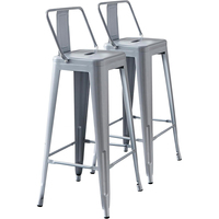 Tabourets empilables de hauteur de comptoir 65/75 cm, chaises de bar industrielles en métal avec dossier
