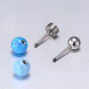 Boucles d'oreilles en acier inoxydable avec boule et disque 16G pour usage quotidien, accessoires de piercing unisexe - Product Image 4