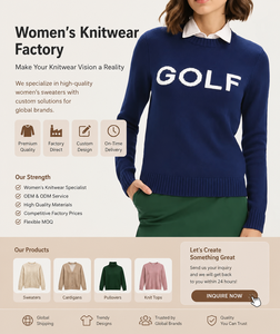 Maglione Invernale da Donna Personalizzato Stile Vintage con Collo Tondo, Maniche Lunghe, Logo Frontale, per Club e <span class=keywords><strong>Golf</strong></span>, Stagione Autunnale - Product Image 6