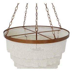 ナチュラルホワイトココビーズペンダントライトリビングルーム用ラウンドヴィラ階段大白3層リングラウンドココナッツシェル - Product Image 2