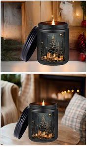Vela Aromática Personalizada de Soja Natural Ecológica en Vaso, de Larga Duración, Negra, Adorno Navideño, Regalo Festivo de Invierno - Product Image 6