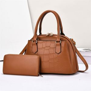 Women's Gift 2PCS Handbag Purse Set High Quality PU Leather Tote Bags With Shoulder Strap - Product Image 1