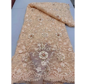 Nouvelle Arrivée Tissu Brodé en Dentelle Blanche 3D Écologique avec Paillettes et Fleurs en Maille pour Robes de Mariée et de Soirée pour Femmes - Product Image 4