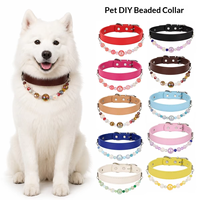 Collier pour chien haut de gamme avec perles en résine colorées détachables, collier pour animaux de compagnie DIY en microfibre incrusté de diamants, toutes saisons