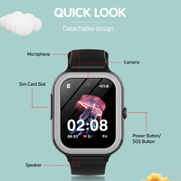 Montre GPS pour enfants 4G avec écran AMOLED, carte SIM, appel vidéo SOS, caméra 2MP, étanche IP67, smartwatch Android, étuis interchangeables