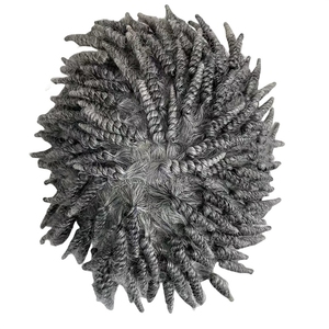 Sistema de cabello humano 100% atado a mano para <span class=keywords><strong>hombre</strong></span> 1B80 gris #8*10 <span class=keywords><strong>trenzas</strong></span> <span class=keywords><strong>afro</strong></span> Base de PU de piel de 6 pulgadas con densidad 130% - Product Image 6