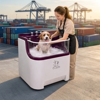 Baignoire de toilettage pour animaux de compagnie, hôtels et spas, de luxe 5 étoiles, en acrylique laiteux, avec micro-nano bulles, système de bain par immersion et porte d'accès.