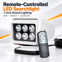 Projecteur LED télécommandé de 7 pouces, 30W, 2700lm, faisceau spot de 30 degrés, étanche, rotatif, pour véhicule marin