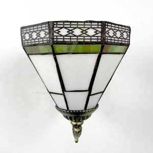 LongHuiJing Tiffany Style Stained Glass <b>Wall</b> <b>Sconce</b> Flower <b>Wall</b> Lamp Vintage Light Home Table Lamp Stained Glass Lamp - Product Image 2