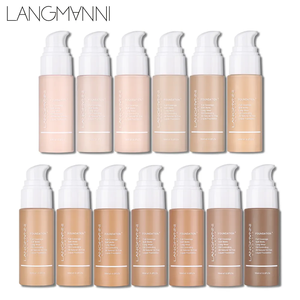 Langmanni 30ml fond de teint liquide doux mat correcteur 13 couleurs apprêt Base professionnel visage maquillage fond de teint Contour Palette