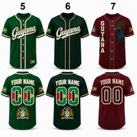Maillot de baseball personnalisé brodé avec motif oiseau et drapeau nationaux de la Guyane, conception OEM POD, nom et numéro d'équipe personnalisés, haut pour homme