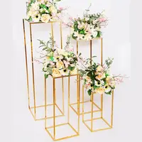 Y-Q031 Penyangga Bunga Tinggi 120Cm, Tengah Meja Pernikahan Emas Persegi Panjang Hiasan Tengah Meja Bunga Logam untuk Dekorasi Pernikahan
