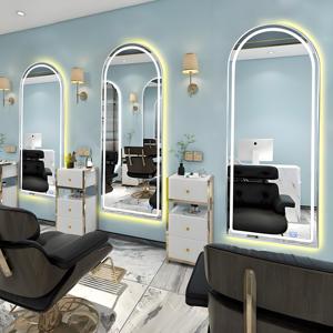 Muebles de peluquería a gran escala de diseño moderno y económico, estación de espejo de estilo de salón LED - Product Image 4