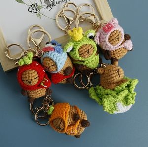 Nieuwe Handgeweven <span class=keywords><strong>Drag</strong></span> Capybara Kleine Pop Wol Gehaakte Capibara Sleutelhanger Handhanger - Product Image 2