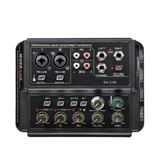 Panvotech D-4 XLR 4-Channel USB Certified CE FCC Professional Audio Interface Sound Card for Home KTV Live Broadcast Recording