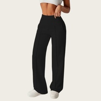 Pantalon de yoga taille haute à séchage rapide, effet push-up, coupe ajustée, jambe large évasée