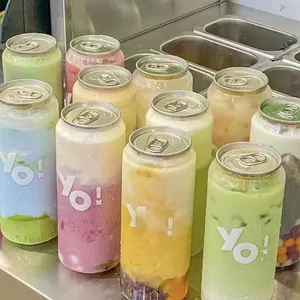 8oz 250ml 350ML 400ML 500ML cincin minuman hewan peliharaan plastik food grade tarik pop top dapat botol dengan tutup pop aluminium mudah terbuka