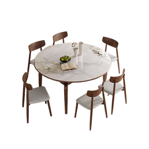<b>Dining</b> <b>Table</b> And Chair <b>Set</b> 6 Piece <b>Round</b> Marble Top Convertible <b>For</b> <b>Dining</b> Room - Product Image 3