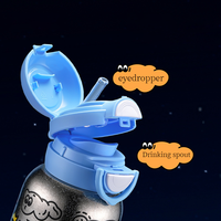 Bouteille d'eau isotherme portable en titane avec paille, motif astronaute de dessin animé mignon pour enfants, filles, garçons et étudiants