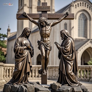 Estatua de bronce de religión católica cristiana Duodécima Estación de tamaño real Jesús muere Cruz famosa Jesús 14 estación escultura de latón - Product Image 3