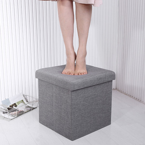 <b>Folding</b> <b>Storage</b> Stool Square Light Gray Dark Gray Beige Fiberboard Standing Type Daily Necessities Shoe <b>Box</b> Organizer - Product Image 3