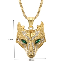 Colliers Pendentifs Hip Hop en Acier Inoxydable Plaqué Or 18K pour Femme, Motif Loup Viking Celtique, Sertis de Diamants, Bijoux de Mode Raffinés