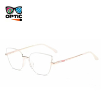 Monture de lunettes œil-de-chat classique pour femme, élégante, avec branches métalliques, pour verres correcteurs
