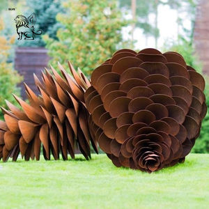 Grande sculpture de <span class=keywords><strong>rose</strong></span> en acier corten brun, décoration de rue de parc, artisanat métallique, plante, fleur, BLVE - Product Image 6