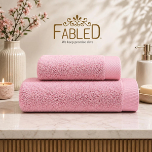 FABLED <b>Pink</b> Cotton Cloth Bath <b>Towels</b> Set Solid Color Rectangle Home Use Machine Wash Woven - Product Image 1