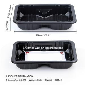 Bandeja de Plástico Desechable Negra de PP para Alimentos Congelados, Bandeja para Carne Fresca de Supermercado - Product Image 2