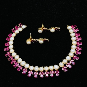 Gold Plated Traditional Necklace Jewellery Sets With Earrings for Women Ethnic Wedding Wear Brass Material Bulk <b>Product</b> - Product Image 5