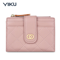 YIKU dompet penyimpan kartu ramping RFID minimalis kulit PU Fashion grosir dengan tempat kartu bisnis multifungsi tanpa penutup