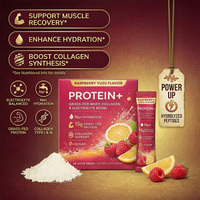 Sabor Frambuesa Yuzu, Proteína+ Colágeno de Suero de Leche de Animales Alimentados con Pasto, Mezcla de Electrolitos en Polvo en Sobres, Alivio del Estrés, 0g de Azúcar, OEM, Marca Privada