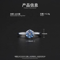 Bague de mariage classique en argent sterling 925 incrustée de moissanite couleur D VVS1 1 carat, à bras droit et 4 griffes, pour femme
