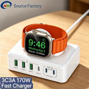 <span class=keywords><strong>Chargeur</strong></span> 170W GaN 3A3C 6 ports avec charge sans fil intégrée, prise EU US UK AU, <span class=keywords><strong>chargeur</strong></span> de bureau de voyage pour <span class=keywords><strong>iPhone</strong></span> Apple Watch - Product Image 1