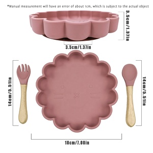 RTS – ensemble d'alimentation en Silicone de qualité alimentaire pour bébé, bol pour bébé avec cuillère et fourchette, bavoir étanche, bols en Silicone pour bébé - Product Image 2