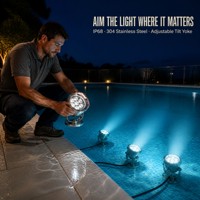 Projecteur de piscine subaquatique en acier inoxydable IP68, changeant de couleur RGB, 12V 24V, contrôle DMX512, garantie 5 ans pour fontaine, jardin, extérieur