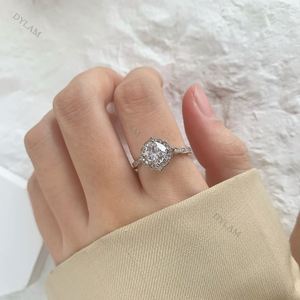 Bague de fiançailles solitaire Dylam Luxury Cz 5A, pierre principale en diamant, argent sterling 925, trèfle à quatre feuilles, bague de mariage pour femmes - Product Image 5