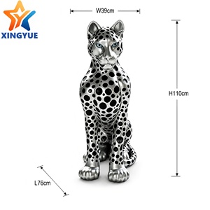 Scultura Moderna Pop Art di Leopardo, Grande Statua di <span class=keywords><strong>Pantera</strong></span> in Fibra di Vetro con Motivo a Pois per Decorazione di Ville, Giardini e Hall di Hotel - Product Image 1